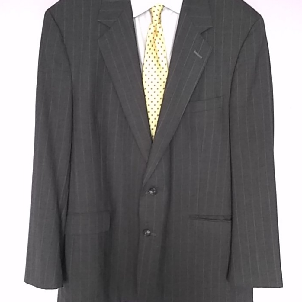 💯 worsted wool pinstripe Blazer CAREER COLLECTI c